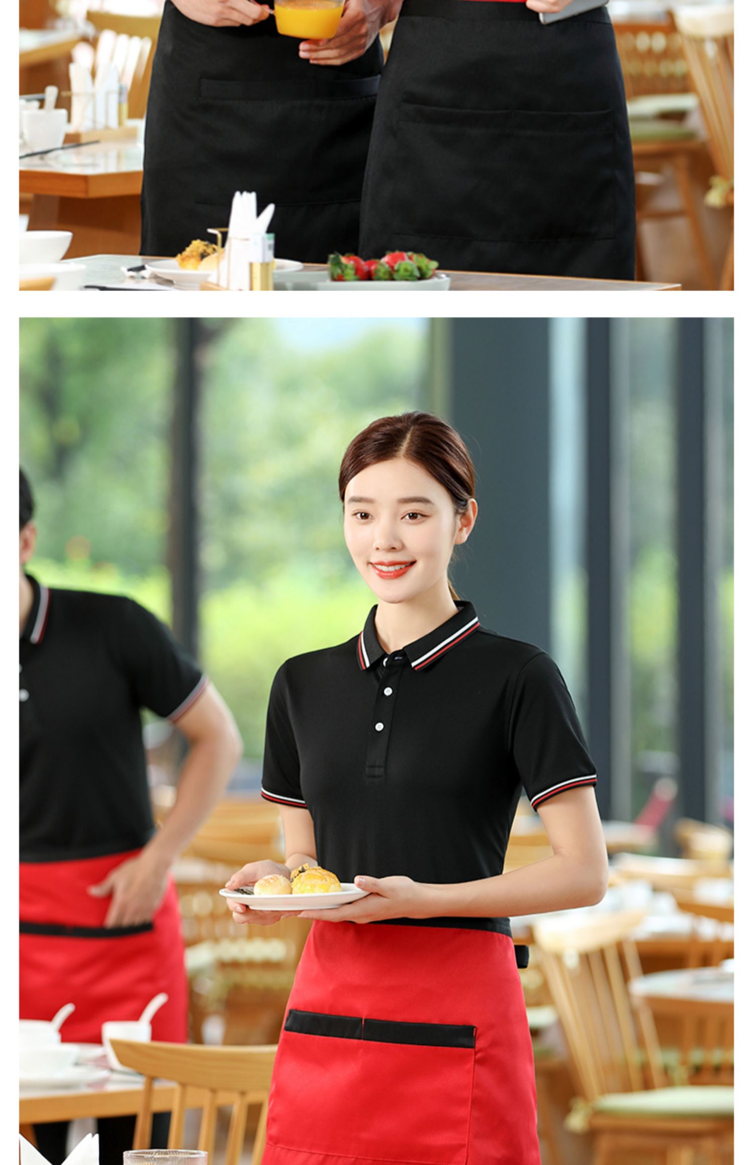 礼面集-百分百聚酯纤维餐饮服务员工作服polo衫短袖t恤夏季火锅饭店